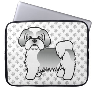Housse Pour Ordinateur Portable Illustration de chien de dessin animé Shih Tzu arg