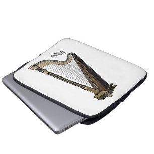 Housse Pour Ordinateur Portable Illustration de dessin animé sur la harpe