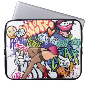Housse Pour Ordinateur Portable Illustration de graffiti avec lettres de graffitis