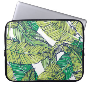 Housse Pour Ordinateur Portable illustration de la feuille d'île tropicale/vintage