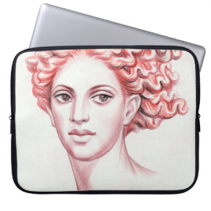 Housse Pour Ordinateur Portable Illustration de la stock en chef de la femme Redhe