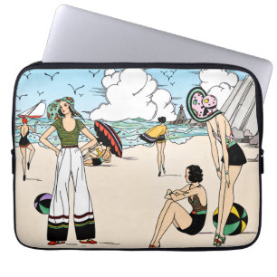 Housse Pour Ordinateur Portable Illustration de plage Art Déco vintage des années