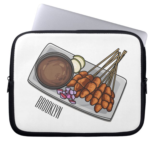 Housse Pour Ordinateur Portable Illustration de Satay (Devant)
