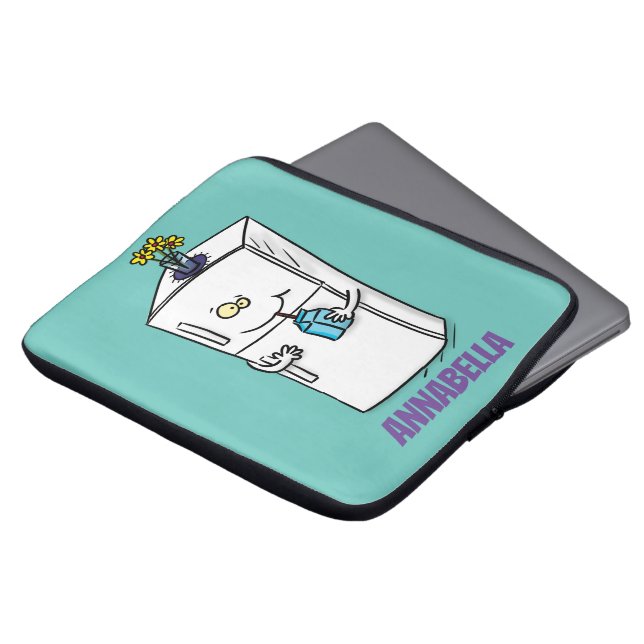 Housse Pour Ordinateur Portable Illustration drôle de réfrigérateur (Devant haut)