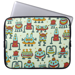 Housse Pour Ordinateur Portable Illustration du Motif Vintage des Aliens robots