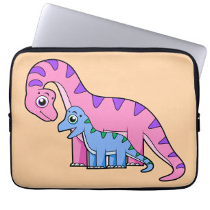 Housse Pour Ordinateur Portable Illustration D'Un Brachiosaurus Mère Et Enfant.