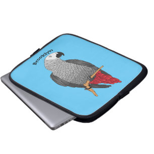 Housse Pour Ordinateur Portable Illustration d'un perroquet gris en Afrique