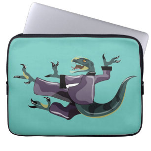 Housse Pour Ordinateur Portable Illustration D'Un Rapteur Qui Fait Du Karaté.