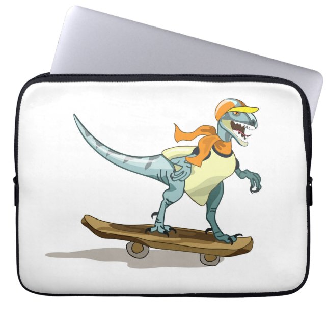 Housse Pour Ordinateur Portable Illustration D'Un Raptor Skateboard. (Devant)