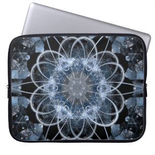 Housse Pour Ordinateur Portable Illustration fractale informatique de l'hiver gris