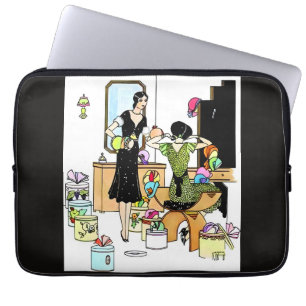 Housse Pour Ordinateur Portable Illustration vintage Art Déco de magasin de chapea