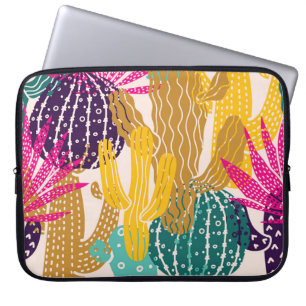 Housse Pour Ordinateur Portable Illustration Vintage Cactus sans joint.