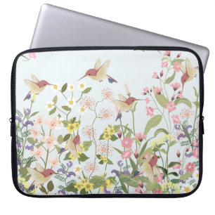 Housse Pour Ordinateur Portable Illustration Vintage du Jardin Floral aux colibris