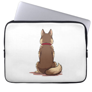 Housse Pour Ordinateur Portable Illustration vintage d'un chien husky vu de dos ma