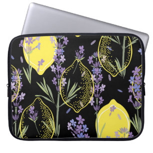 Housse Pour Ordinateur Portable Illustration Vintage Lavande Florale Lemons