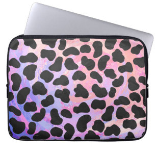 Housse Pour Ordinateur Portable Impression noire et rose dalmate