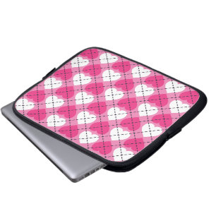 Housse Pour Ordinateur Portable Jacquard Hot Rose et White Hearts