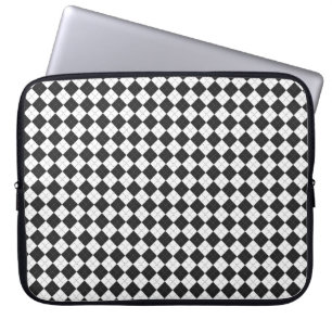 Housse Pour Ordinateur Portable Jacquard plaid. Motif écossais en blanc et noir