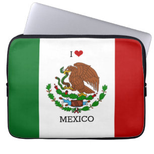 Housse Pour Ordinateur Portable j'aime le mexique - drapeau mexicain,