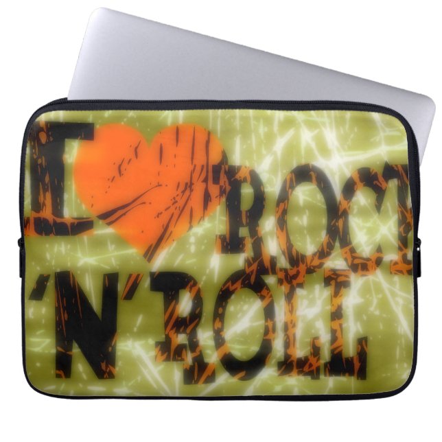 Housse Pour Ordinateur Portable J'aime le rock et le roll (Devant)