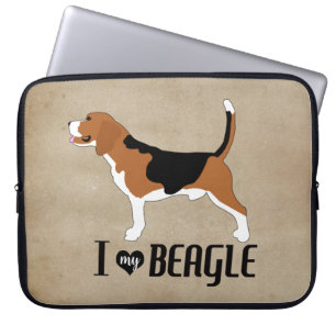 Housse Pour Ordinateur Portable J'aime mon Beagle Rustique