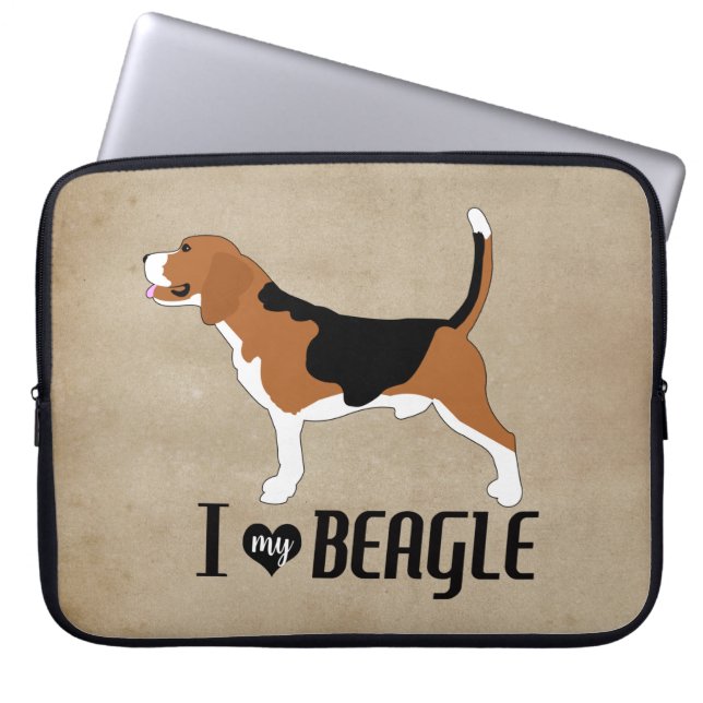 Housse Pour Ordinateur Portable J'aime mon Beagle Rustique (Devant)