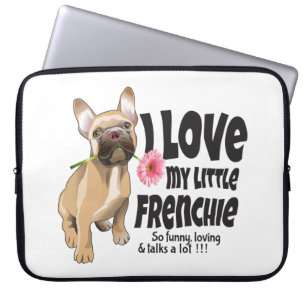 Housse Pour Ordinateur Portable J'aime mon petit Français - French bulldog