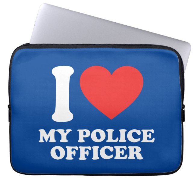 Housse Pour Ordinateur Portable J'Aime Mon Policier (Devant)