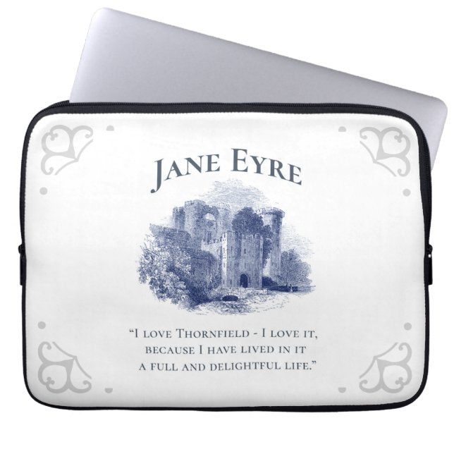 Housse Pour Ordinateur Portable Jane Eyre - I Love Thornfield - Château (Devant)