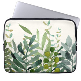 Housse Pour Ordinateur Portable Jardin-Aquarelle Feuilles botaniques