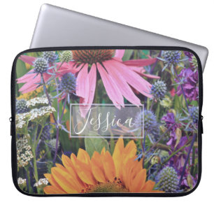 Housse Pour Ordinateur Portable Jardin de fleurs d'été coloré personnalisé