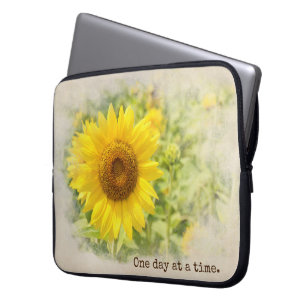 Housse Pour Ordinateur Portable Jardin De Tournesol Avec Citation