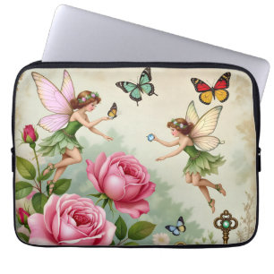 Housse Pour Ordinateur Portable Jardin Enchanté des Fées Florales