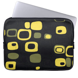 Housse Pour Ordinateur Portable Jaune, Lime, Noir Retro Art Abstrait