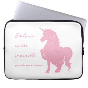 Housse Pour Ordinateur Portable Je crois en la licorne rose invisible.
