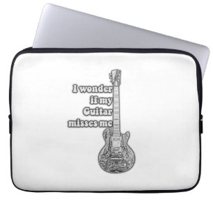 Housse Pour Ordinateur Portable Je me demande si ma guitare me manque. Noir et bla