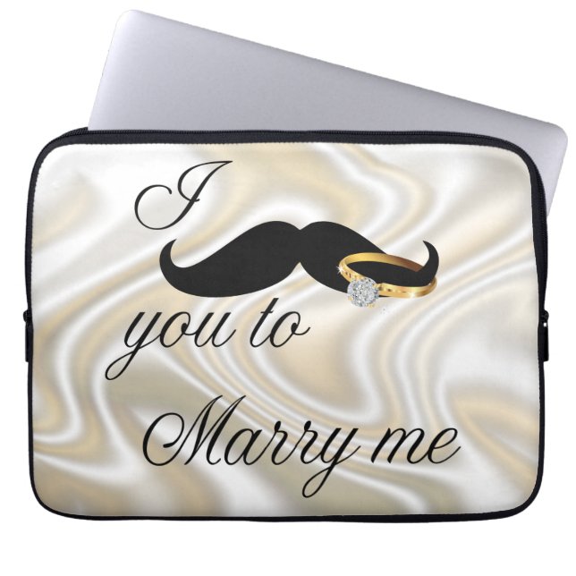 Housse Pour Ordinateur Portable Je te moustache - pour m'épouser (Devant)