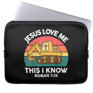 Housse Pour Ordinateur Portable Jésus M'Aime Ceci Je Connais Excavateur Christian