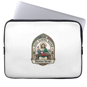 Housse Pour Ordinateur Portable Jésus Réparation de Couture Cœur Réparé Jésus Répa