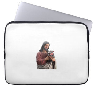 Housse Pour Ordinateur Portable Jésus tenant Moo Deng l'hippopotame pygmée Art cla