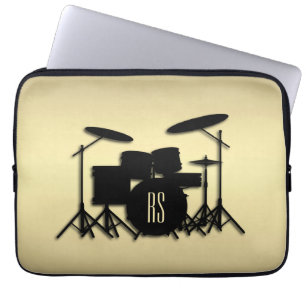 Housse Pour Ordinateur Portable Jeu de tambour monogramme or