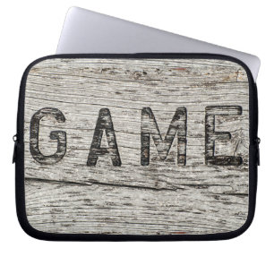 Housse Pour Ordinateur Portable JEU tendance gravé Bois rustique