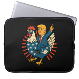 Housse Pour Ordinateur Portable Jockey de poulet Trump Mème amusant