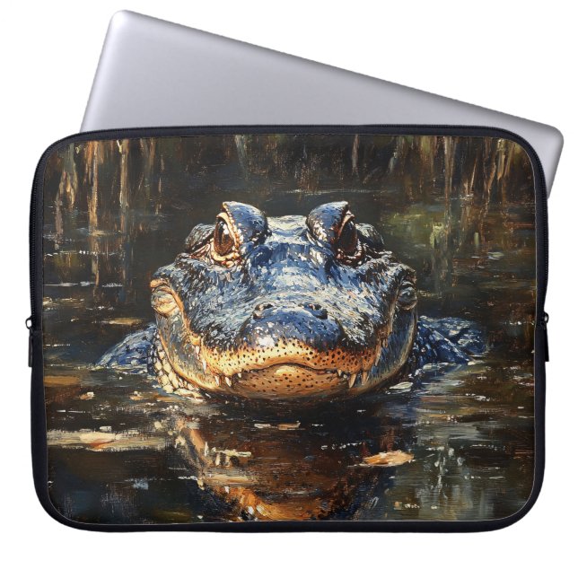 Housse Pour Ordinateur Portable Joli Alligator en Floride Everglades Peinture (Devant)