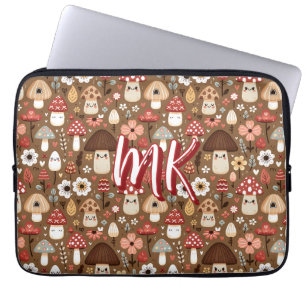 Housse Pour Ordinateur Portable Joli champignons et fleurs de style cottage