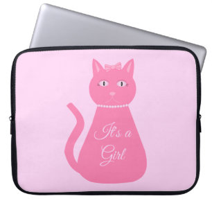 Housse Pour Ordinateur Portable Joli chat fille rose sur mesure