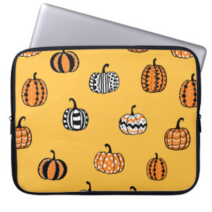 Housse Pour Ordinateur Portable Joli citrouille dessiné à la main sans couture mot