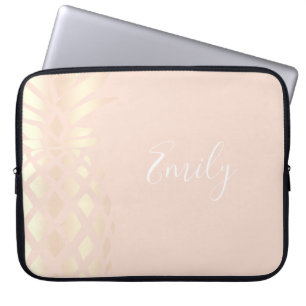 Housse Pour Ordinateur Portable Joli cuivre rose or ananas et rose roux