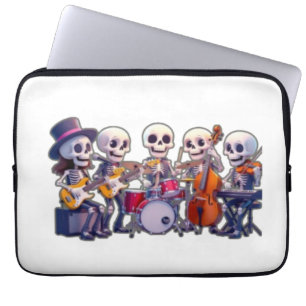 Housse Pour Ordinateur Portable Joli groupe de musique de squelette 3D – Concert d