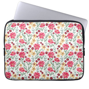 Housse Pour Ordinateur Portable Joli motif floral vintage rose et jaune